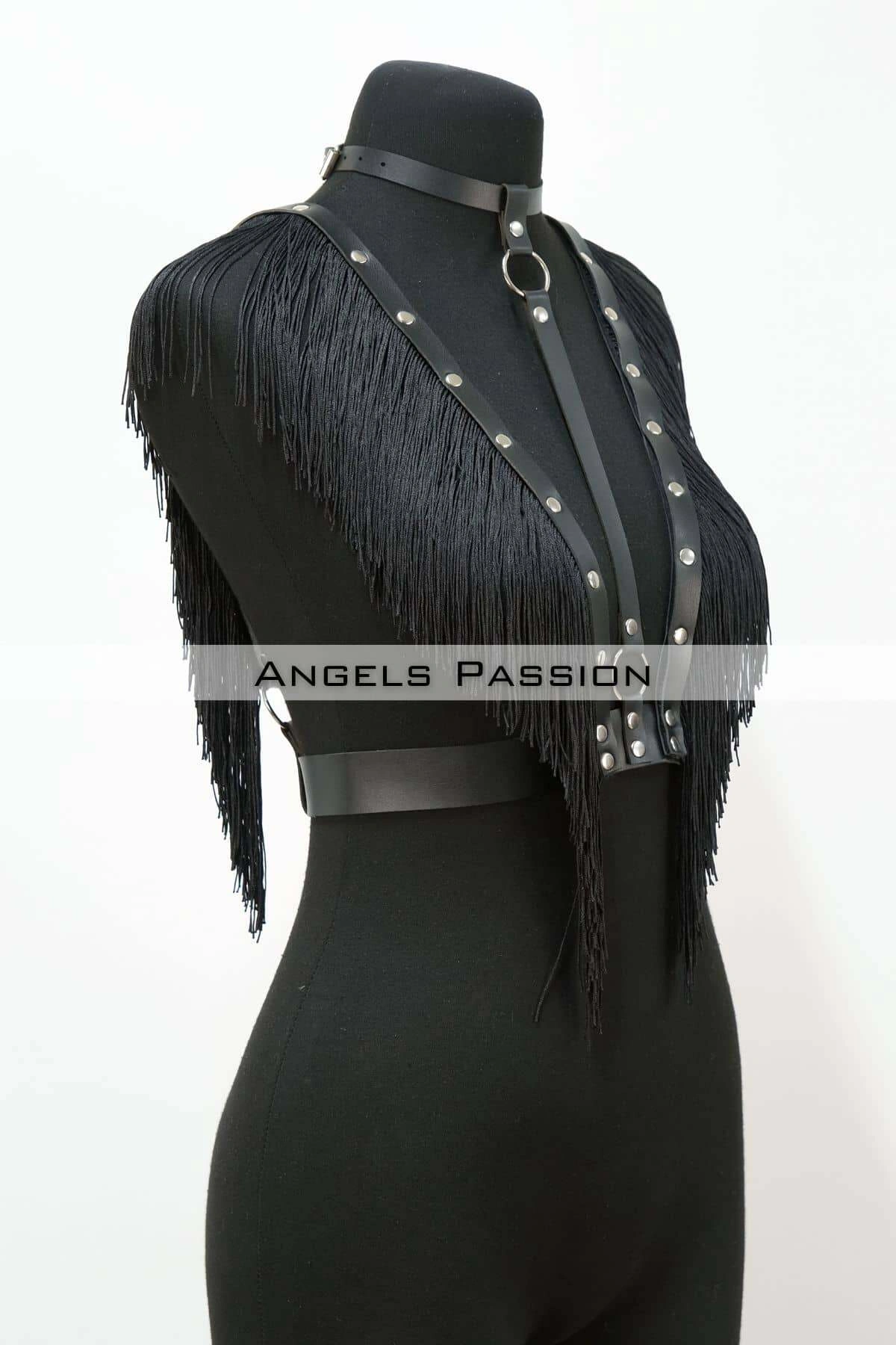 Püskül Ve Deri Büstiyer Harness, Püsküllü Clubwear, Deri Büstiyer - Brf767