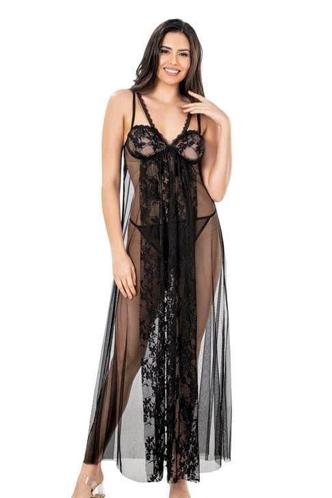 Siyah Kısa Tül Gecelik