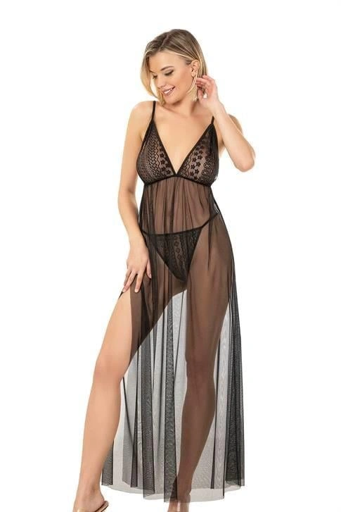 Siyah Kısa Tül Gecelik