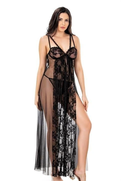 Siyah Kısa Tül Gecelik