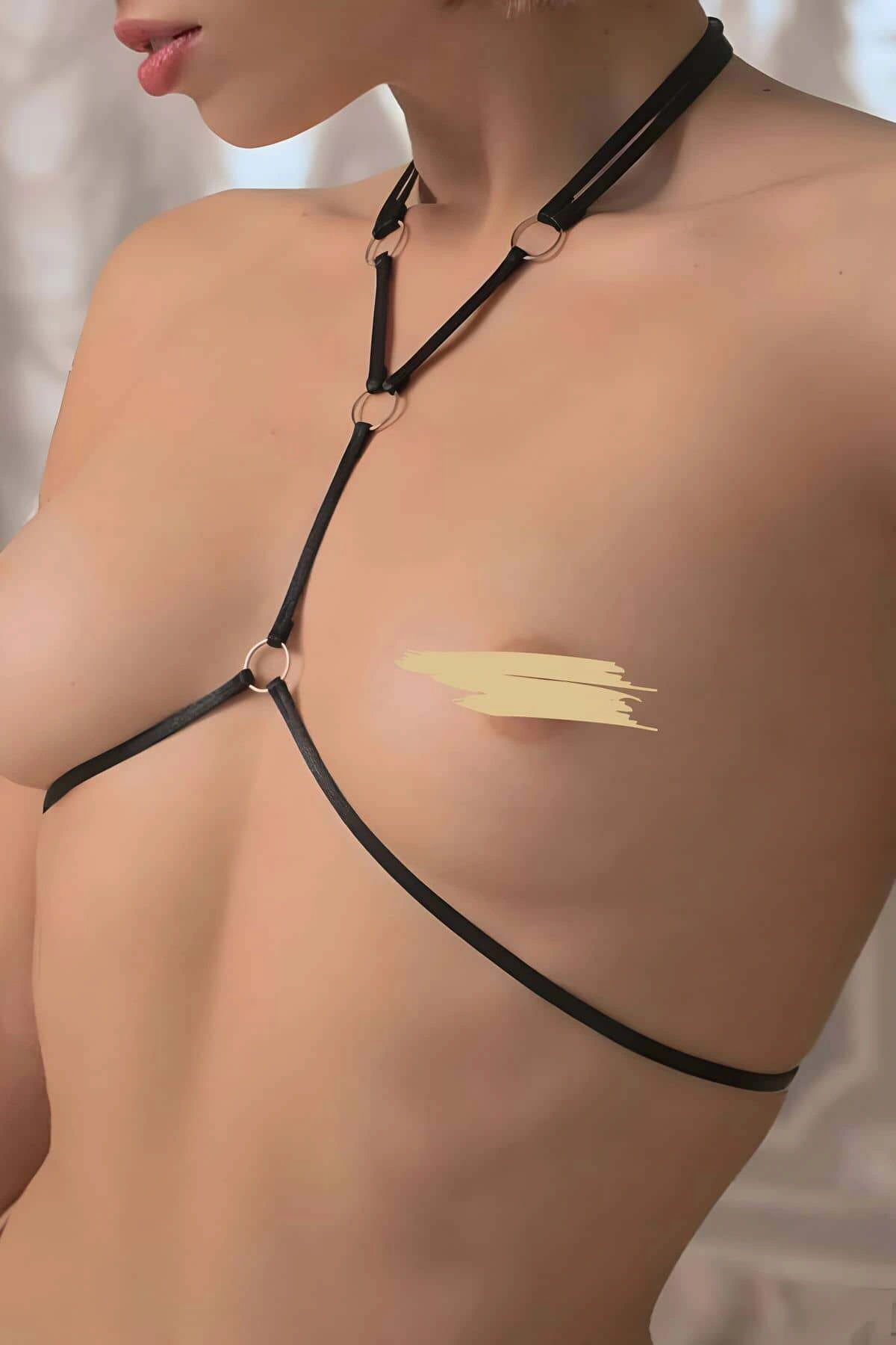 Siyah Lastik Göğüs Ve Külot - Brf828