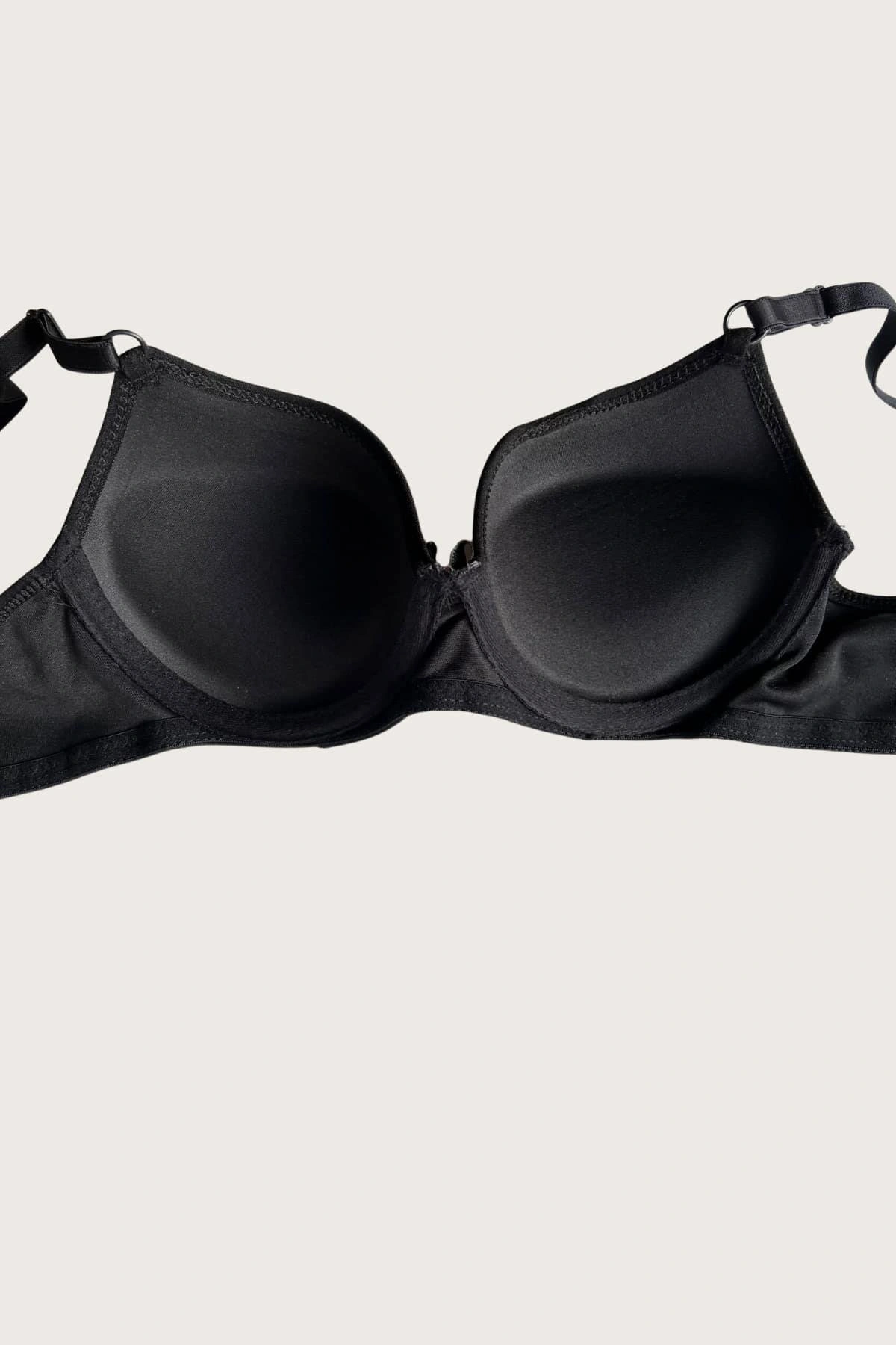 Siyah-ten 2li Mikro Kumaş Push Up Dolgulu Balenli Günlük Destekli Sütyen