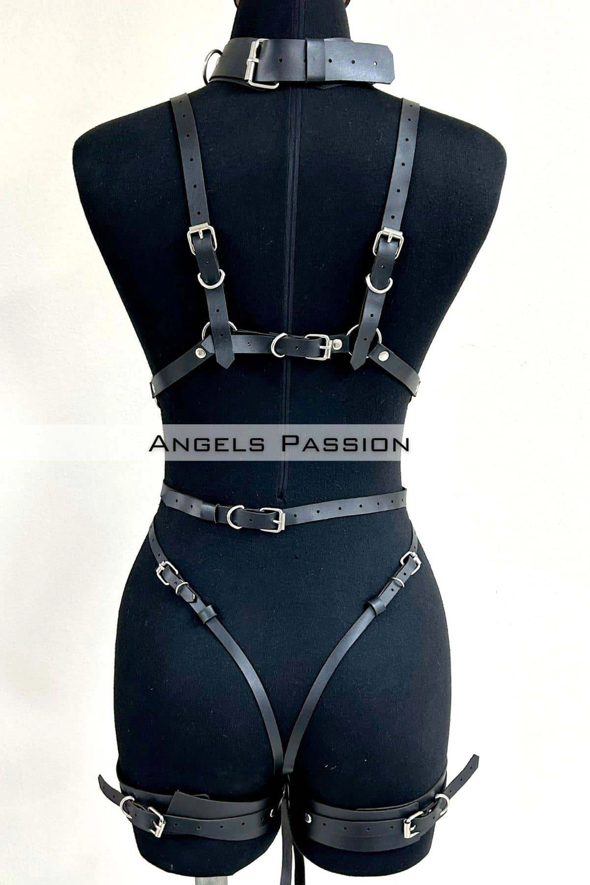 Tasma Ve Zincir Detaylı Şık Deri Harness, Deri Fantezi Giyim- Brf1225