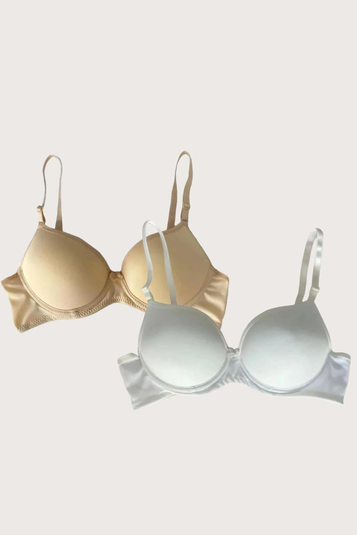 Ten-beyaz 2li Mikro Kumaş Push Up Dolgulu Balenli Günlük Destekli Sütyen