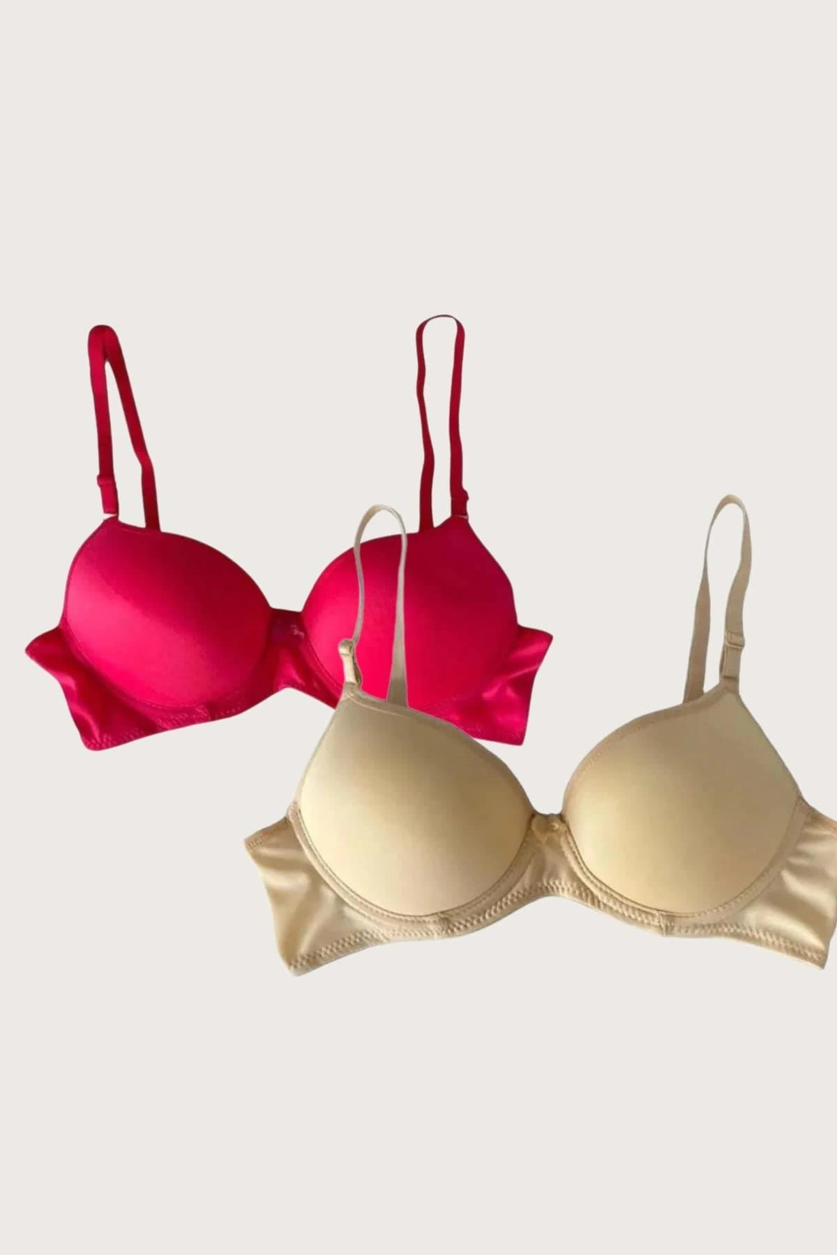 Ten-kırmızı 2li Mikro Kumaş Push Up Dolgulu Balenli Günlük Destekli Sütyen