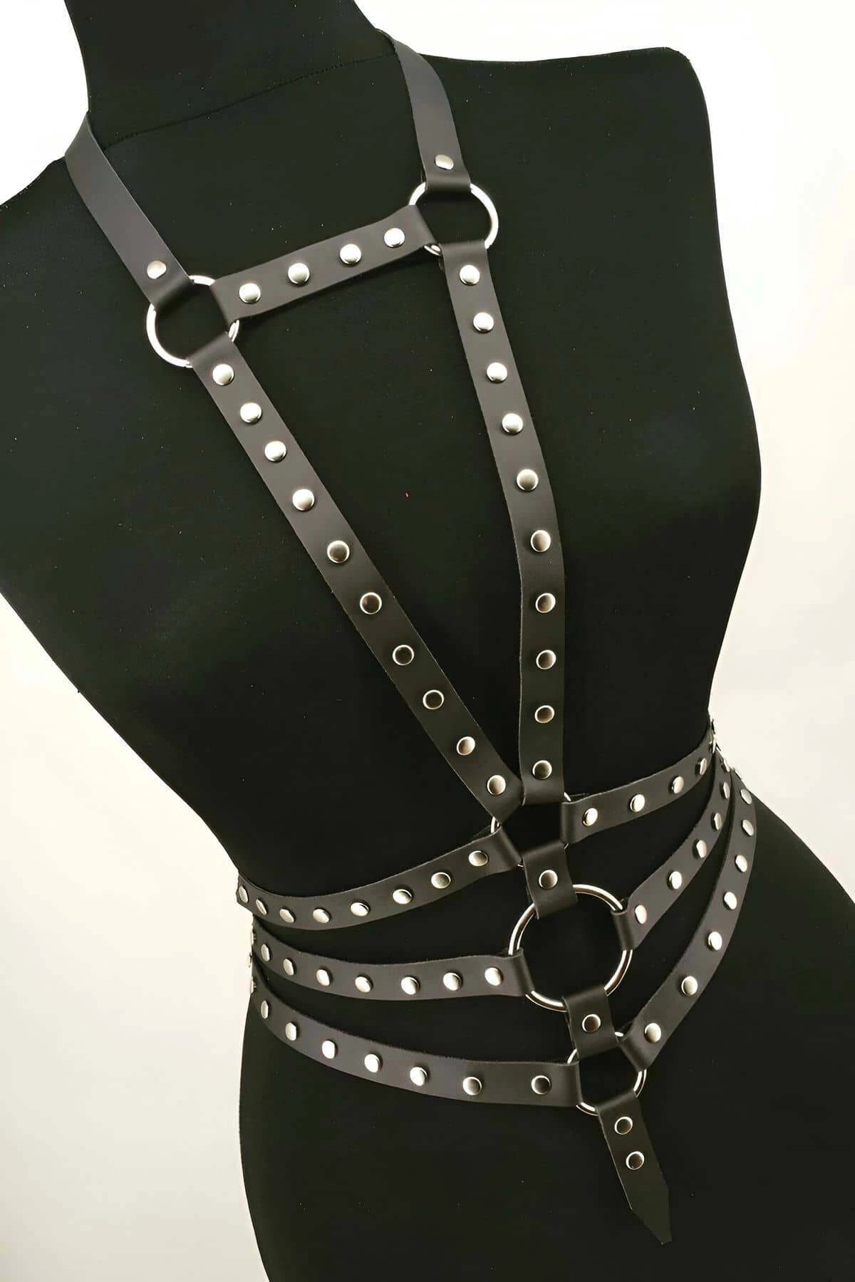 Zımba Detaylı Şık Deri Harness Korse - Brf546