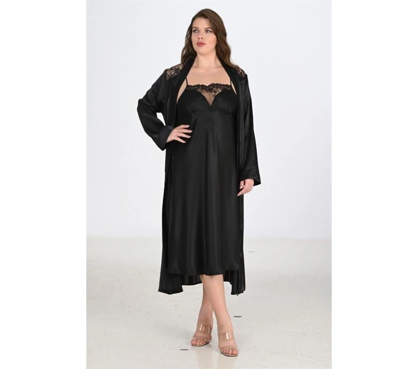 2li Siyah Sabahlık Takımı Bigsize 6221