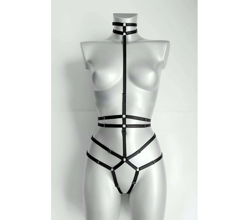 Ağ Kısmı Açık Seksi Jartiyer Harness - Brf370