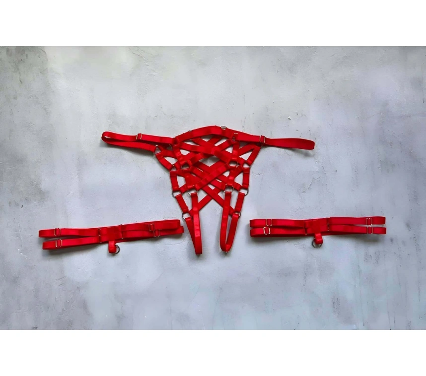 Ağı Açık Fantazi Külot Ve Bacak Bandı Takımı Lastik Harness - Brf1202