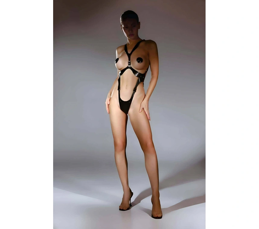 Arkadan Tasma Halkalı Fantazi Deri String Body Harness Takım - Brf1102