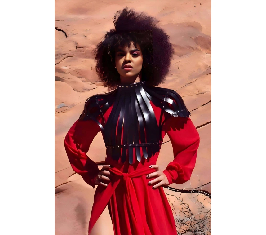 Arkası Açık Deri Crop Büstiyer Harness - Brf1257