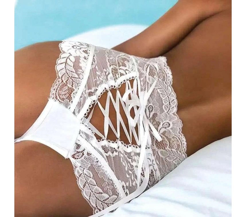 Arkası İp Detaylı Fantezi Beyaz Külot