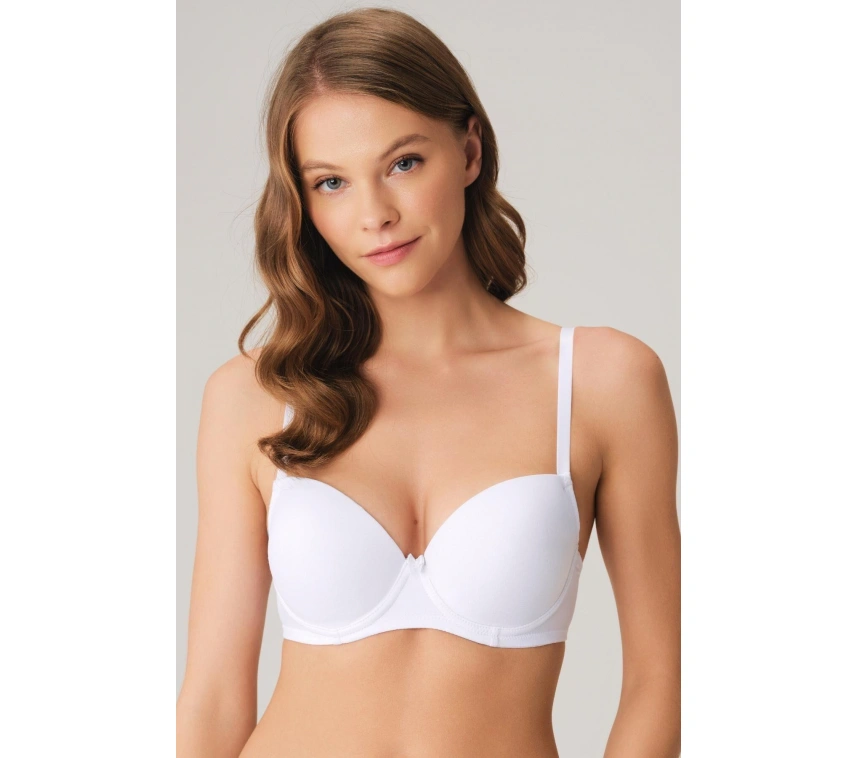 Balenli Destekli Dolgulu Askıları Çıkabilen Günlük Klasik T-shirt Sütyeni