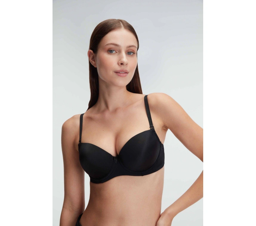 Balenli Destekli Dolgulu Askıları Çıkabilen Günlük Klasik T-shirt Sütyeni