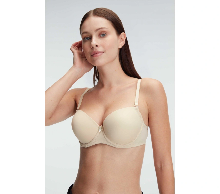 Balenli Destekli Dolgulu Askıları Çıkabilen Günlük Klasik T-shirt Sütyeni