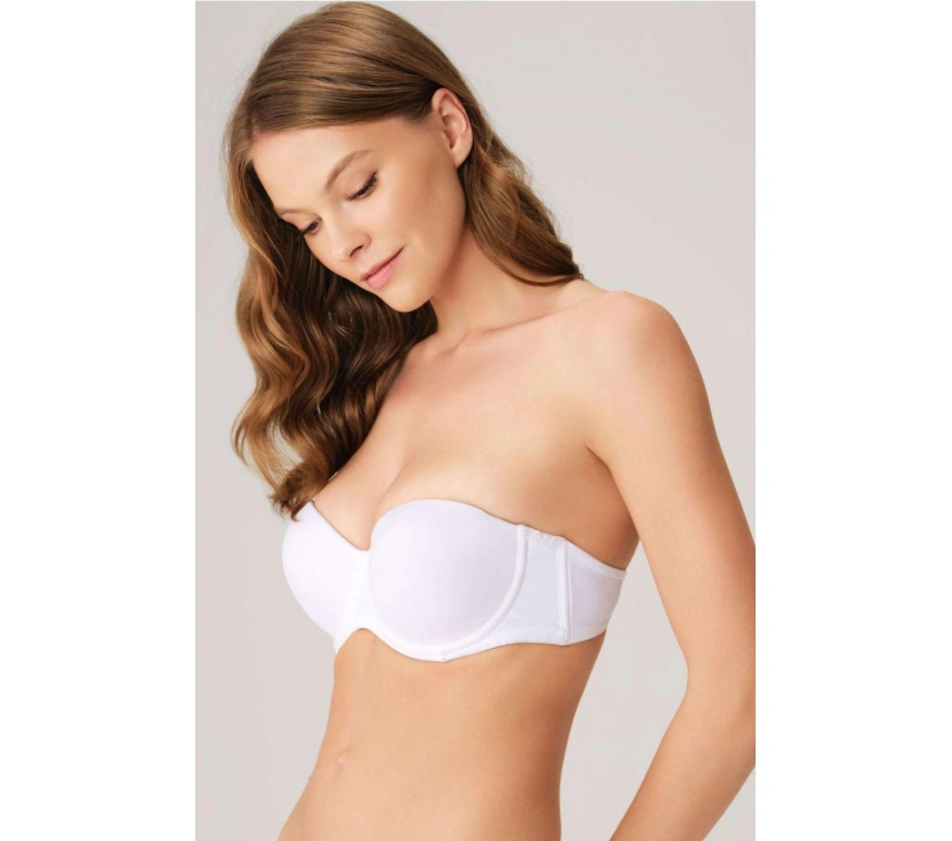 Balenli Destekli Dolgulu Askısız Straplez Günlük Klasik T-shirt Sütyeni