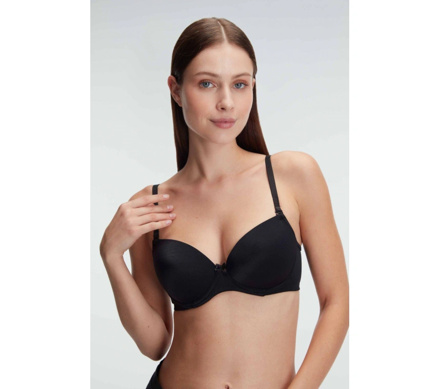 Balenli Desteksiz Dolgusuz Askıları Çıkabilen Günlük Klasik T-shirt Sütyeni