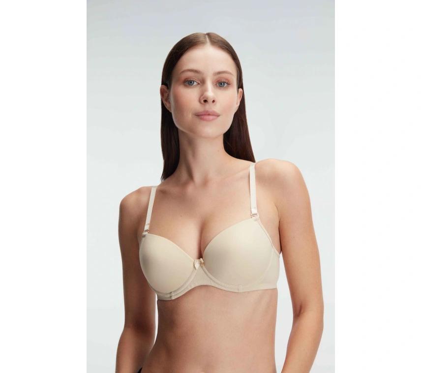 Balenli Desteksiz Dolgusuz Askıları Çıkabilen Günlük Klasik T-shirt Sütyeni