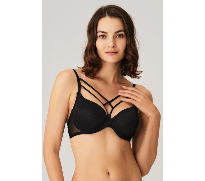 Balenli Desteksiz Dolgusuz Askıları Çıkabilen Yaka Detaylı T-shirt Sütyeni