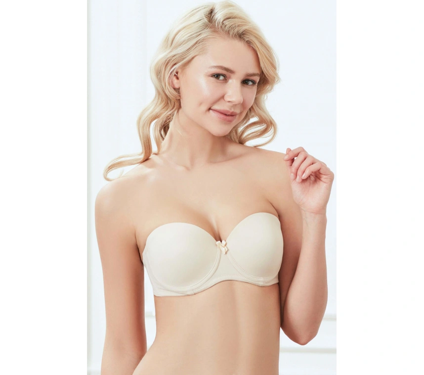 Balenli Desteksiz Dolgusuz Askısız Straplez Günlük Klasik T-shirt Sütyeni