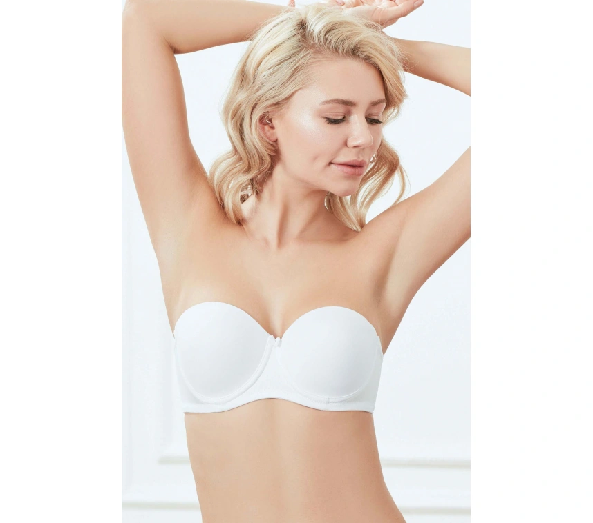 Balenli Desteksiz Dolgusuz Askısız Straplez Günlük Klasik T-shirt Sütyeni