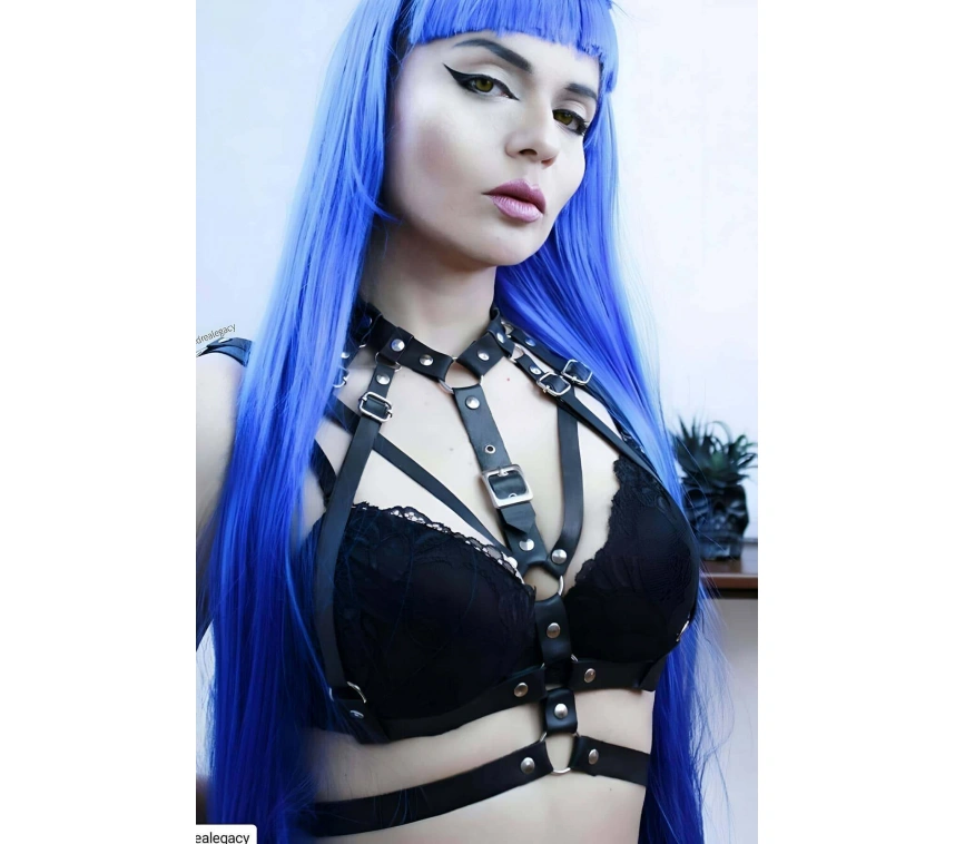 Bayan Deri Fantezi Giyim, Deri Göğüs Harness - Brf970