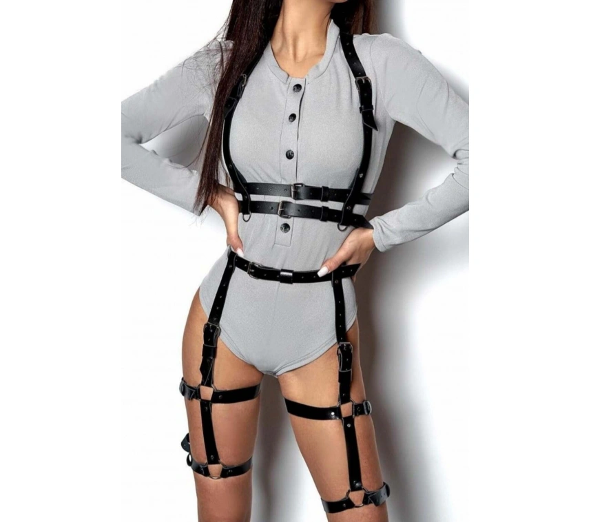 Bel Kemerli Alt Ve Üst Takım Deri Harness - Brf709