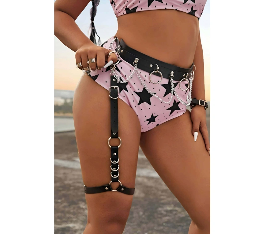 Bel Ve Bacak Bağlantılı Zincir Detaylı Şık Bacak Harness - Brf807