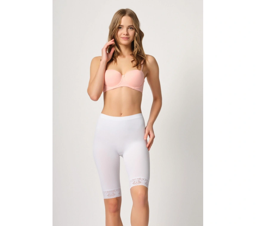 Beyaz Mı Emay 3004 Soft Uzun Paça Dantel Boxer