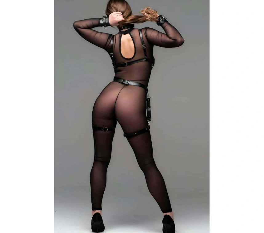 Bileklikli Fantazi Ağsız Deri Jartiyer Takım Harness - Brf1192