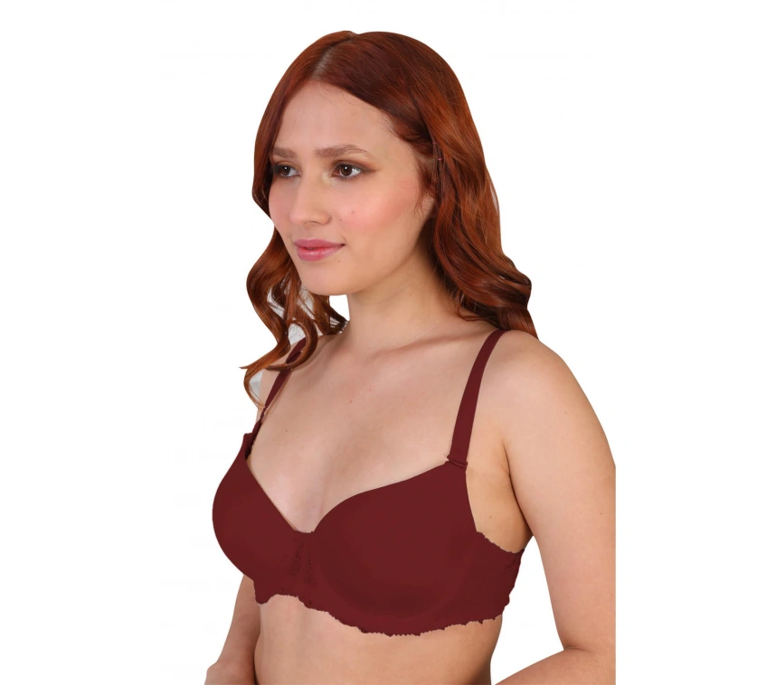 Bordo Mı 189b Pedli Dantelli Balenli Sütyen