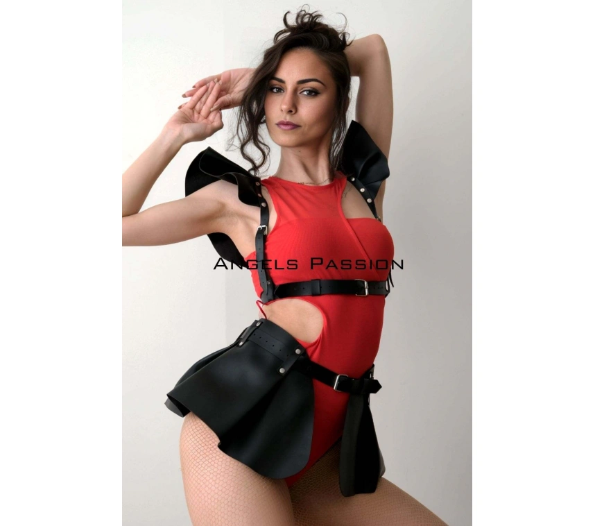 Deri Elbise, Deri Takım Harness Elbise, Dansçı Elbisesi, Seksi Dansçı Kostüm Brf1001