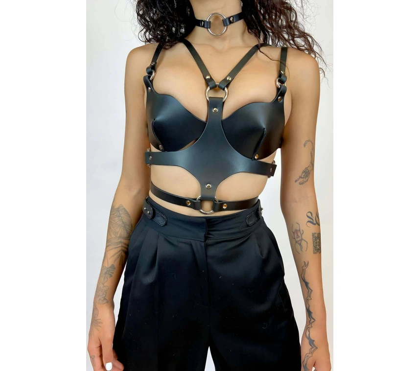Deri Sütyen, Choker Ve Göğüs Harness, Tarz Festival Giyim Ürünleri - Brf1296