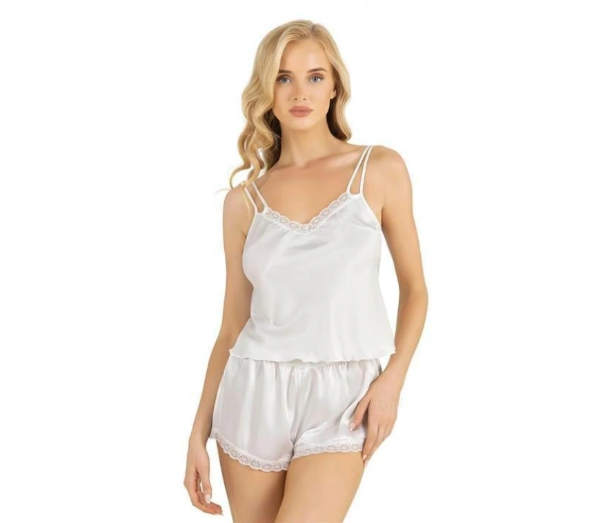 Ekru Saten Şort Takımı 9210