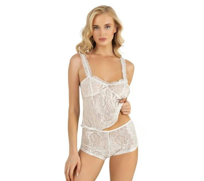 Ekru Saten Şort Takımı 9221