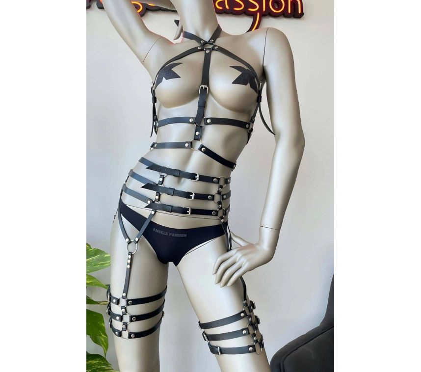 Fantazi Deri İç Giyim Jartiyer Harness - Brf524