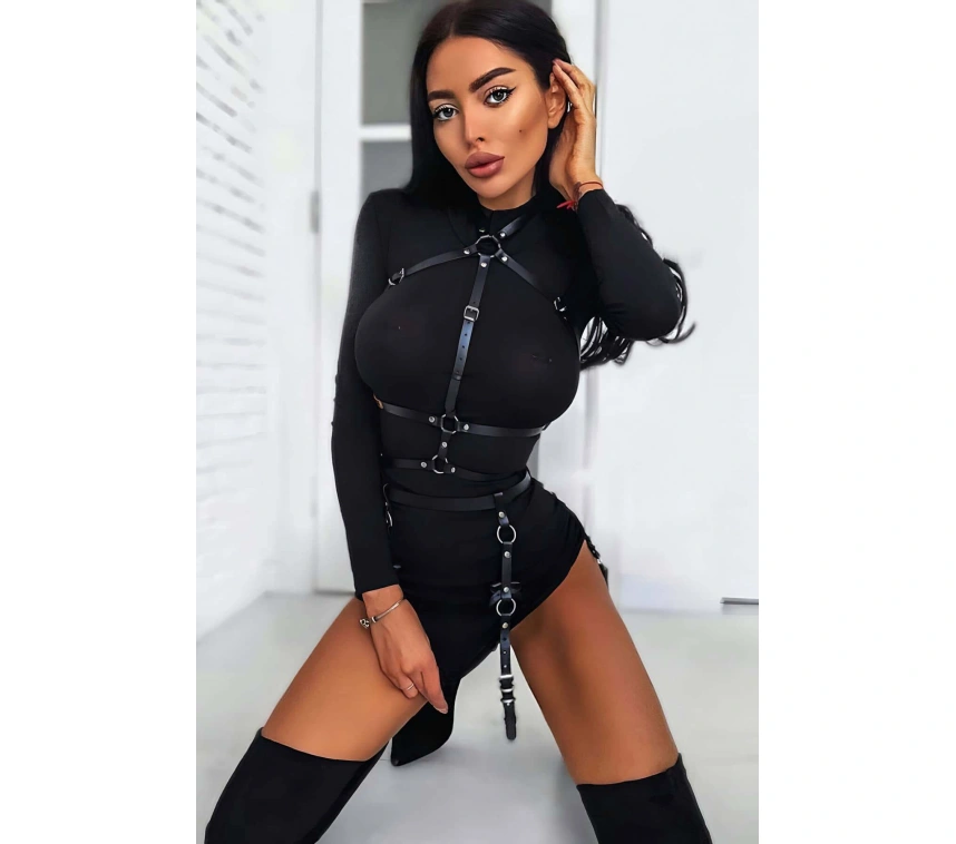 Fantazi Jartiyer Takım Deri Harness - Brf286