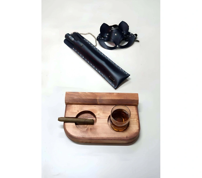 Fantezi Set 3lü - Kırbaç, Maske Ve Bardaklık - Küllük - Master Collection - Brf1312-s1-t2
