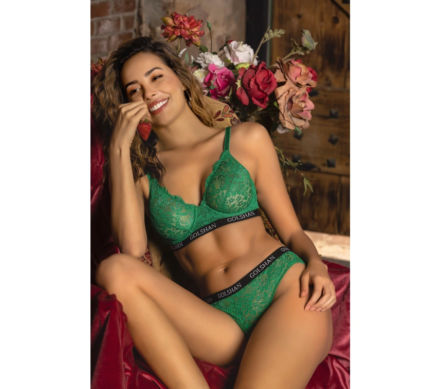 Gaudy Lace Bra, Yeşil Konforlu Ve Şık Sütyen