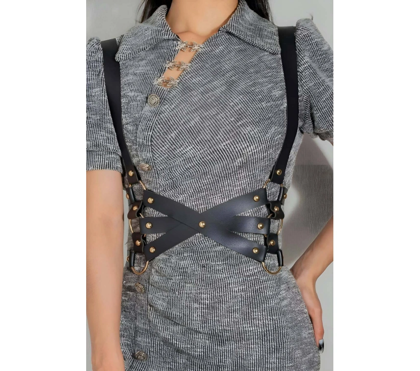 Giysi Üzeri Giyilebilir Omuzdan Askılı Çok Sıralı Bel Kemeri - Brf1187