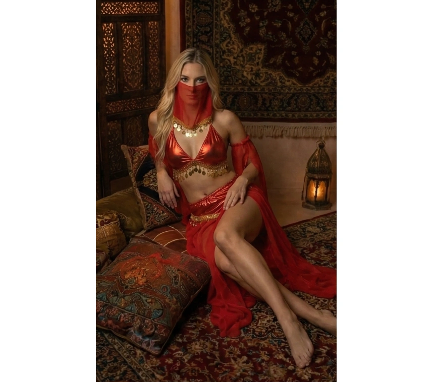 Kadı Kaliteli Peçeli Seksi Dansöz Kostümü Erotik Çekici Çengi Fantezi Oryantal Asena Kıyafeti