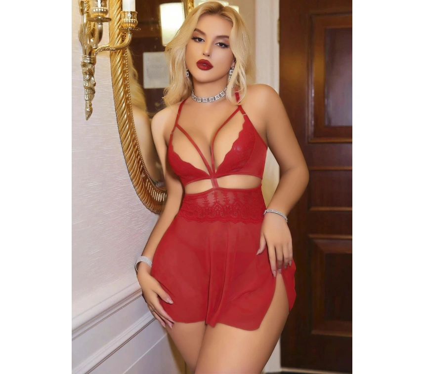 Kadın Kırmızı Tül Fantezi Kostüm 2181