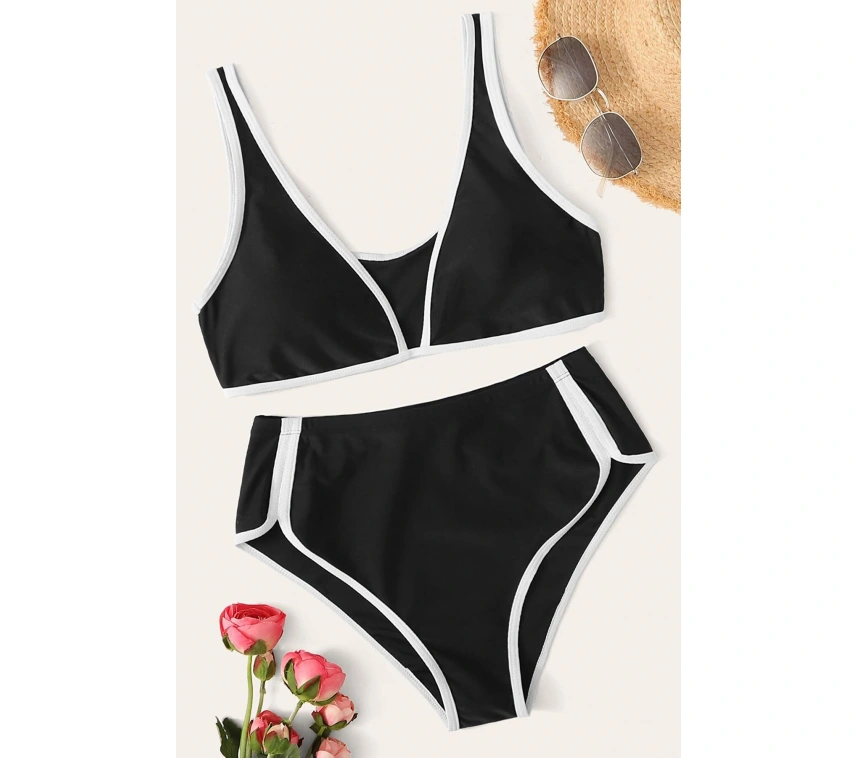 Kadın Siyah Pedli Yüksel Bel Sütyen Külot Takımı