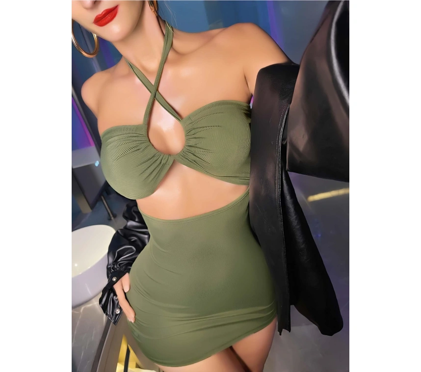 Kadın Yeşil Fantezi Clup Elbisesi 6680