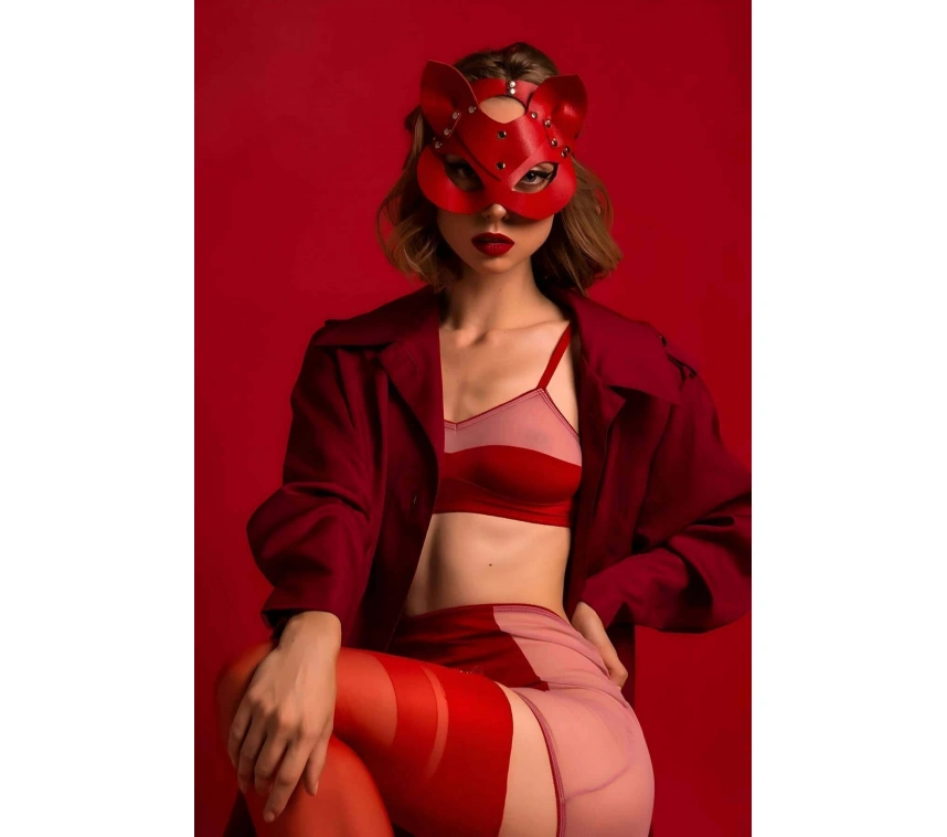 Kedi Kulaklı Deri Fantazi Maske - Brf782