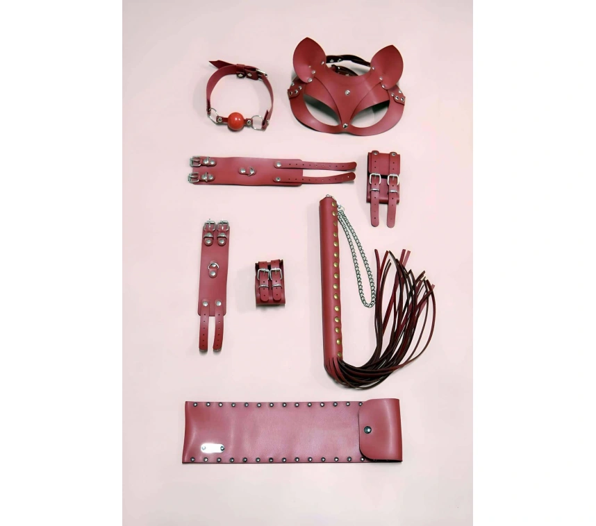 Kırbaç Kelepçe Set, 5li Set, El - Ayak Kelepçesi, Maske, Ağız Topu - Brf1307