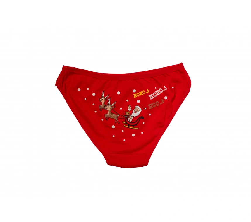 Kırmızı Yılbaşı Desenli Hoo Hoo Hoo Pamuklu Külot