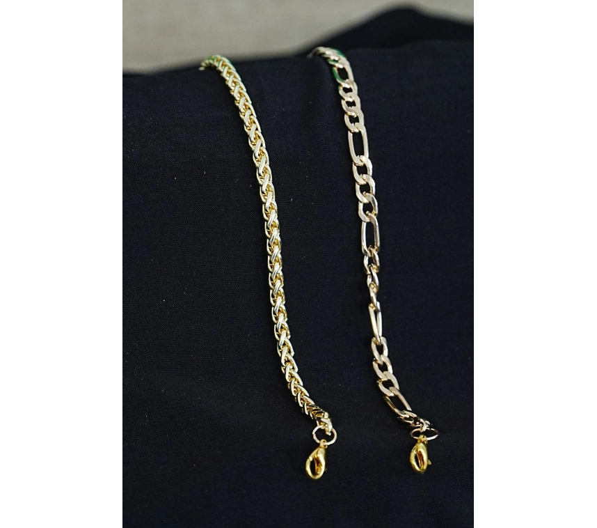 Kombin Bileklik Gold Renk Şavin ve Burgu Model