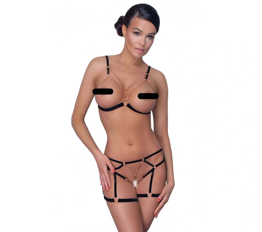 Lastik Ve Zincir Detaylı Seksi Jartiyer Takım - Brf786