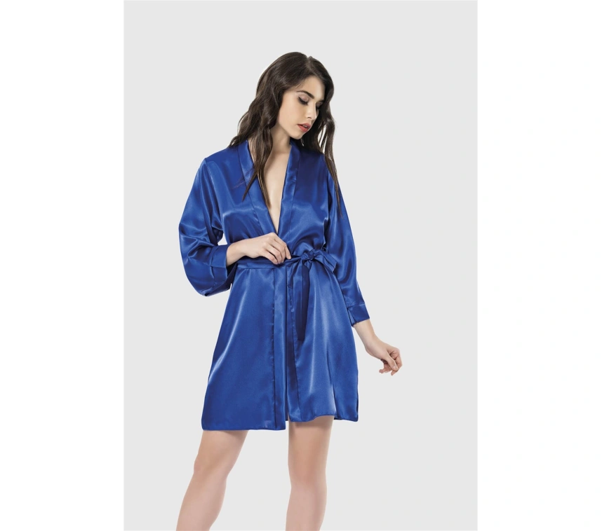 Lesca  Saks Kısa Saten Sabahlık